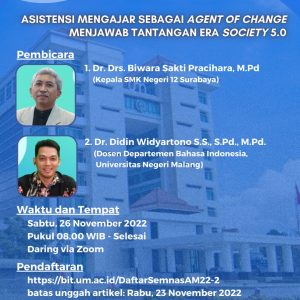 Seminar Nasional Asistensi Mengajar sebagai Agent of Change Menjawab Tantangan Era Society 5.0