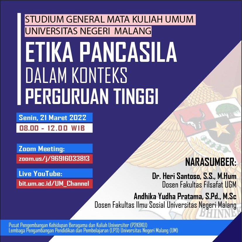 Studium General Mata Kuliah Umum Universitas Negeri Malang dengan Tema “Etika Pancasila dalam Konteks Perguruan Tinggi”